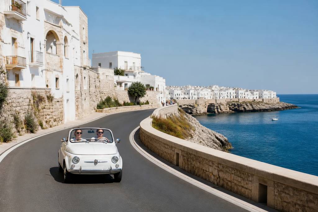 Roadtrip dans les Pouilles en voiture ou à moto : villages blancs, routes côtières et trulli